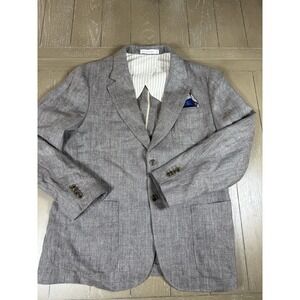 BANANA REPUBLIC Blazer 44R plaid LINEN tweed weave SPORTSCOAT Gray New